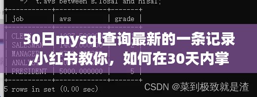 小紅書教你如何在30天內掌握MySQL查詢最新記錄技巧