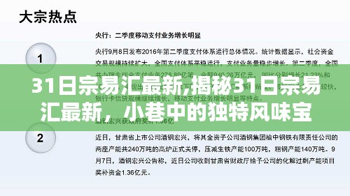 揭秘，宗易匯最新進展與小巷中的獨特風(fēng)味寶藏