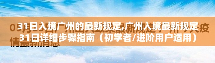 廣州入境最新規(guī)定31日詳細(xì)步驟指南，初學(xué)者與進階用戶必讀指南