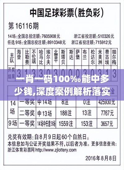 一肖一碼100‰能中多少錢,深度案例解析落實(shí)_標(biāo)配款40.163