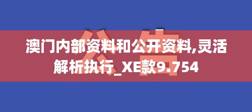 澳門內(nèi)部資料和公開資料,靈活解析執(zhí)行_XE款9.754