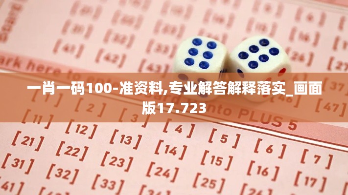 一肖一碼100-準資料,專業(yè)解答解釋落實_畫面版17.723