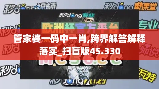 管家婆一碼中一肖,跨界解答解釋落實(shí)_掃盲版45.330