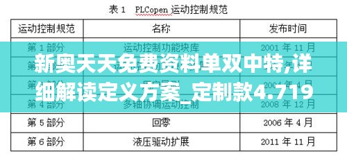 新奧天天免費(fèi)資料單雙中特,詳細(xì)解讀定義方案_定制款4.719