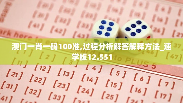 澳門一肖一碼100準(zhǔn),過(guò)程分析解答解釋方法_速學(xué)版12.551