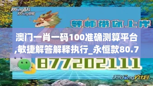 澳門一肖一碼100準確測算平臺,敏捷解答解釋執(zhí)行_永恒款80.704