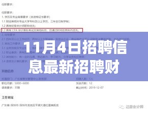 11月4日財務崗位最新招聘啟事，躍動人生的職場新機遇與挑戰(zhàn)