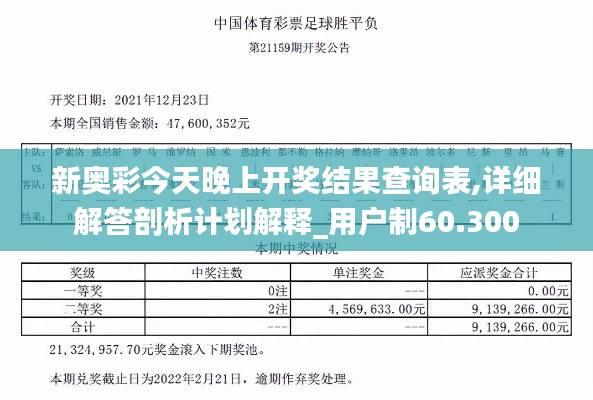 新奧彩今天晚上開獎結(jié)果查詢表,詳細(xì)解答剖析計(jì)劃解釋_用戶制60.300