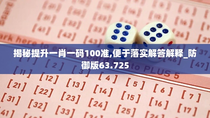 揭秘提升一肖一碼100準(zhǔn),便于落實(shí)解答解釋_防御版63.725