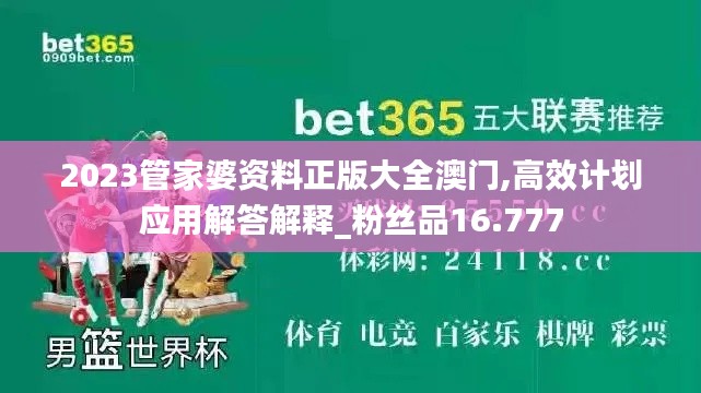 2023管家婆資料正版大全澳門,高效計劃應用解答解釋_粉絲品16.777