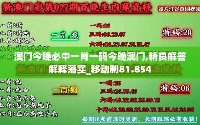 澳門今晚必中一肖一碼今晚澳門,精良解答解釋落實_移動制81.854