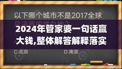 2024年管家婆一句話贏大錢,整體解答解釋落實_精裝版79.507