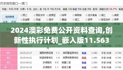 2024澳彩免費公開資料查詢,創(chuàng)新性執(zhí)行計劃_嵌入版11.563