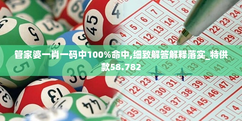 管家婆一肖一碼中100%命中,細致解答解釋落實_特供款58.782