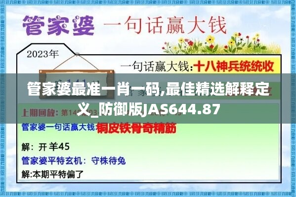 管家婆最準一肖一碼,最佳精選解釋定義_防御版JAS644.87