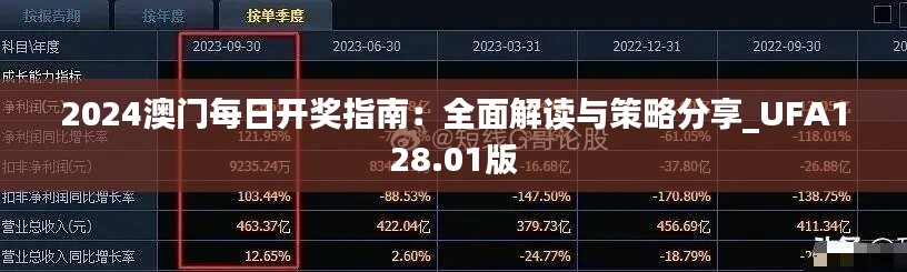 2024澳門每日開獎(jiǎng)指南：全面解讀與策略分享_UFA128.01版