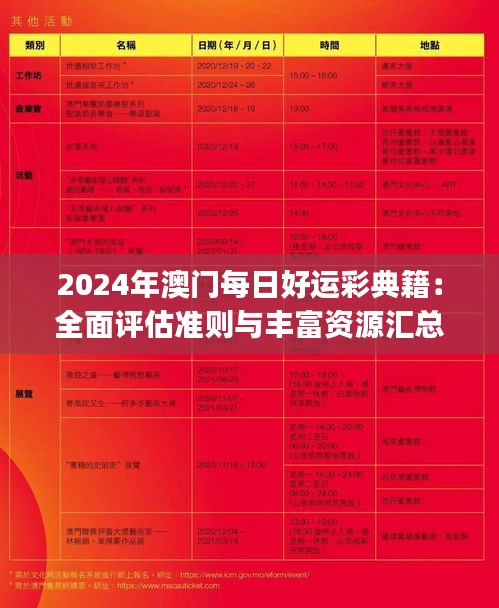 2024年澳門每日好運彩典籍：全面評估準則與豐富資源匯總SJQ487.57