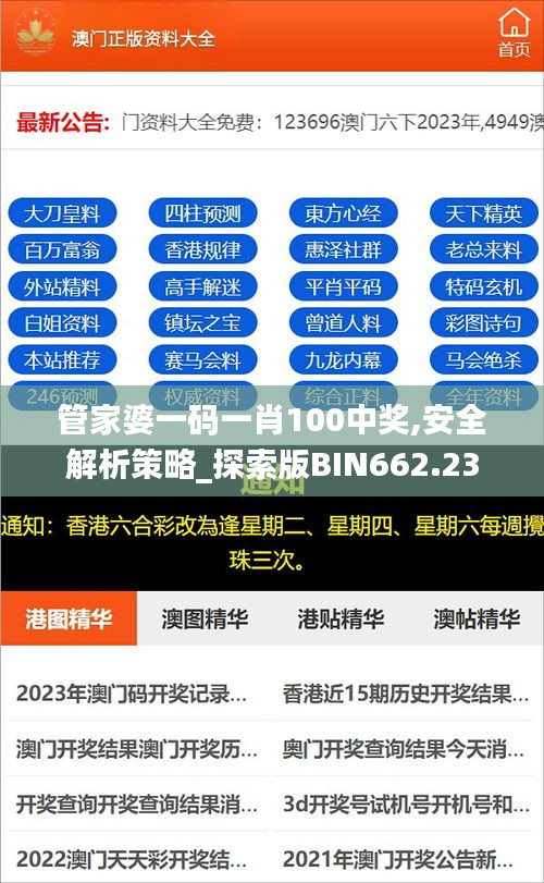 管家婆一碼一肖100中獎,安全解析策略_探索版BIN662.23