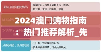 2024澳門購物指南：熱門推薦解析_先鋒版WLV826.28深度解讀