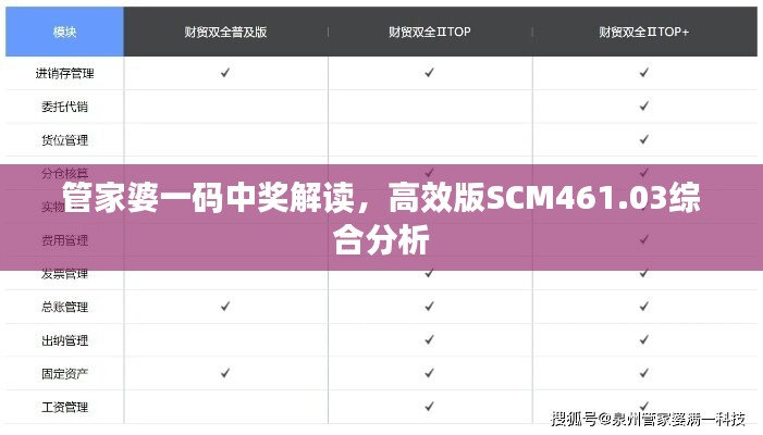 管家婆一碼中獎解讀，高效版SCM461.03綜合分析