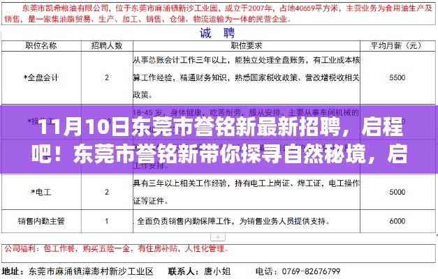 東莞市譽(yù)銘新11月最新招聘，探尋自然秘境，啟程心靈寧靜之旅