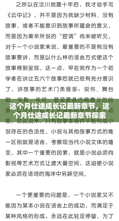 這個月仕途成長記，一路飆升的仕途之路最新章節(jié)探索