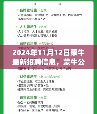 蒙牛公司最新招聘信息及職業(yè)發(fā)展機(jī)遇展望（2024年11月）