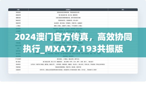 2024澳門官方傳真，高效協(xié)同執(zhí)行_MXA77.193共振版