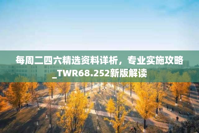 每周二四六精選資料詳析，專業(yè)實施攻略_TWR68.252新版解讀