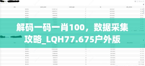 解碼一碼一肖100，數(shù)據(jù)采集攻略_LQH77.675戶外版