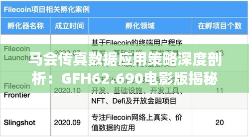馬會(huì)傳真數(shù)據(jù)應(yīng)用策略深度剖析：GFH62.690電影版揭秘