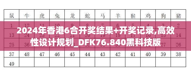 2024年香港6合開獎結果+開獎記錄,高效性設計規(guī)劃_DFK76.840黑科技版