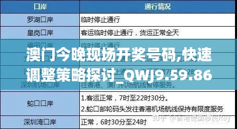 澳門今晚現(xiàn)場開獎號碼,快速調(diào)整策略探討_QWJ9.59.86公積板