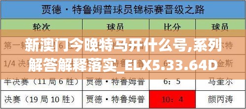 新澳門今晚特馬開什么號,系列解答解釋落實_ELX5.33.64DIY工具版