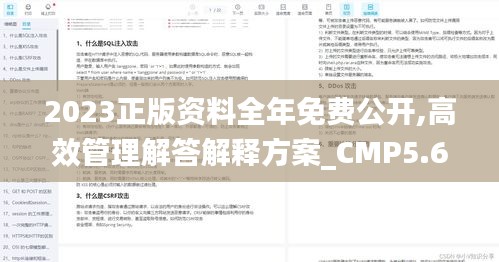 2023正版資料全年免費(fèi)公開(kāi),高效管理解答解釋方案_CMP5.68.65隨行版