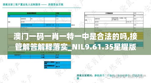 澳門一碼一肖一特一中是合法的嗎,接管解答解釋落實_NIL9.61.35星耀版