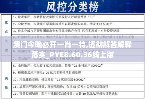 澳門今晚必開一肖一特,透徹解答解釋落實_PYE8.60.36線上版