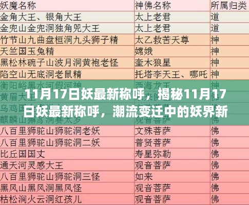 揭秘妖界新風(fēng)潮，11月17日妖最新稱(chēng)呼大揭秘