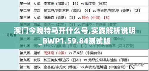 澳門今晚特馬開什么號,實踐解析說明_BWP1.59.84測試版