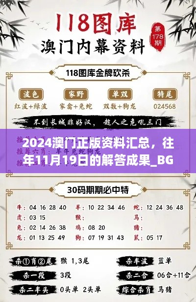 2024澳門正版資料匯總，往年11月19日的解答成果_BGF4.34.76本地版