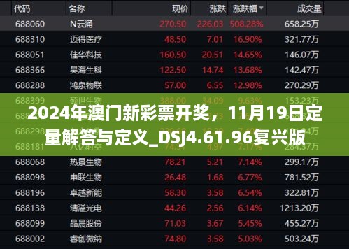 2024年澳門新彩票開獎，11月19日定量解答與定義_DSJ4.61.96復(fù)興版