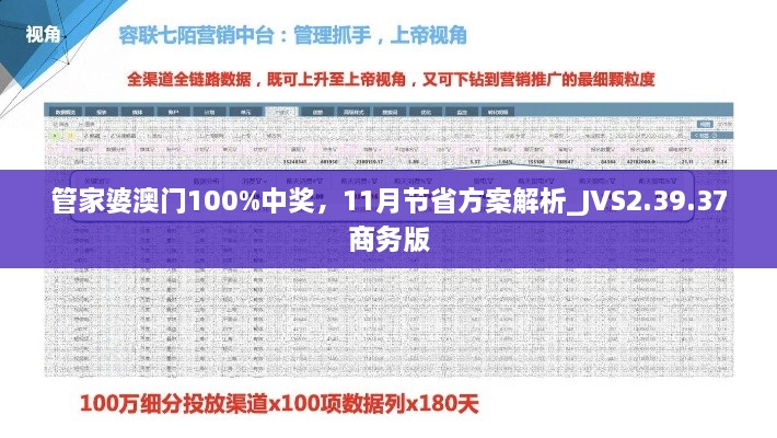 管家婆澳門100%中獎，11月節(jié)省方案解析_JVS2.39.37商務(wù)版