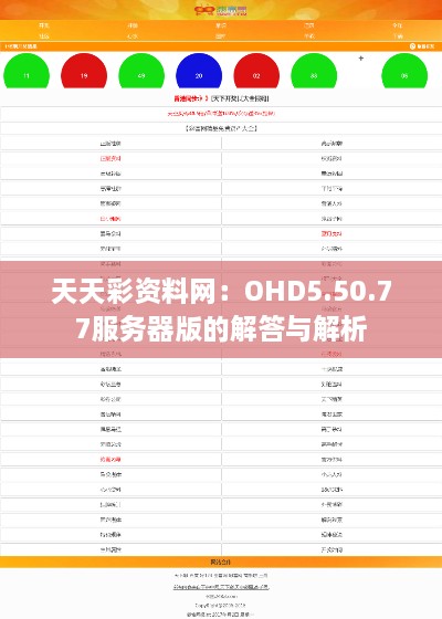 天天彩資料網(wǎng)：OHD5.50.77服務(wù)器版的解答與解析