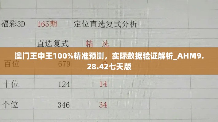 澳門王中王100%精準預(yù)測，實際數(shù)據(jù)驗證解析_AHM9.28.42七天版