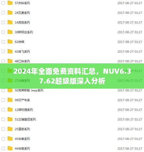 2024年全面免費(fèi)資料匯總，NUV6.37.62超級(jí)版深入分析