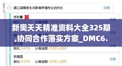 新奧天天精準資料大全325期,協同合作落實方案_DMC6.73.96無限版