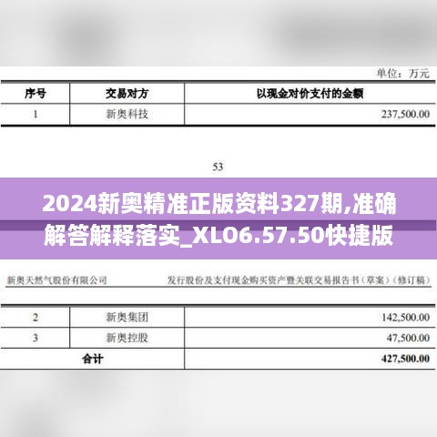 2024新奧精準正版資料327期,準確解答解釋落實_XLO6.57.50快捷版