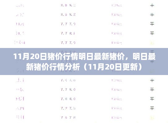 明日最新豬價行情分析（最新更新，11月20日）