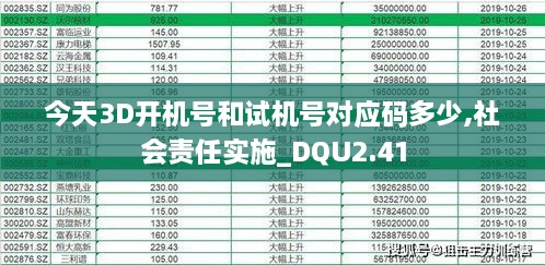 今天3D開機(jī)號(hào)和試機(jī)號(hào)對(duì)應(yīng)碼多少,社會(huì)責(zé)任實(shí)施_DQU2.41