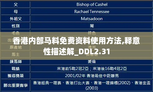 香港內(nèi)部馬料免費資料使用方法,釋意性描述解_DDL2.31